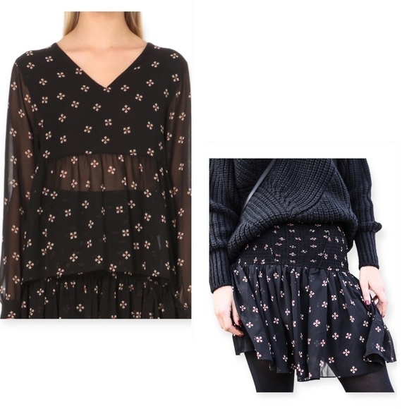 Maje Skirt Set in Printed Chiffon, Jouet Skirt, Leona Top, Size 2/M - Picture 1 of 16